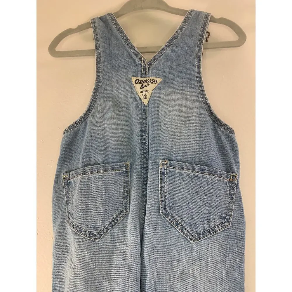 OSHKOSH B’GOSH Girl’s Heart Embroidered Jean Bib Overalls / Size: 6 Months